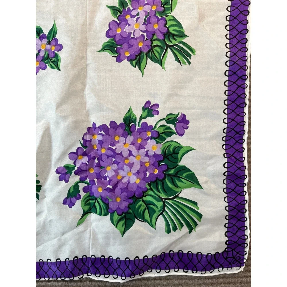 Vintage Adorence Purple Floral Silk Scarf Hand Rolled Japan 6.5 Momme Square